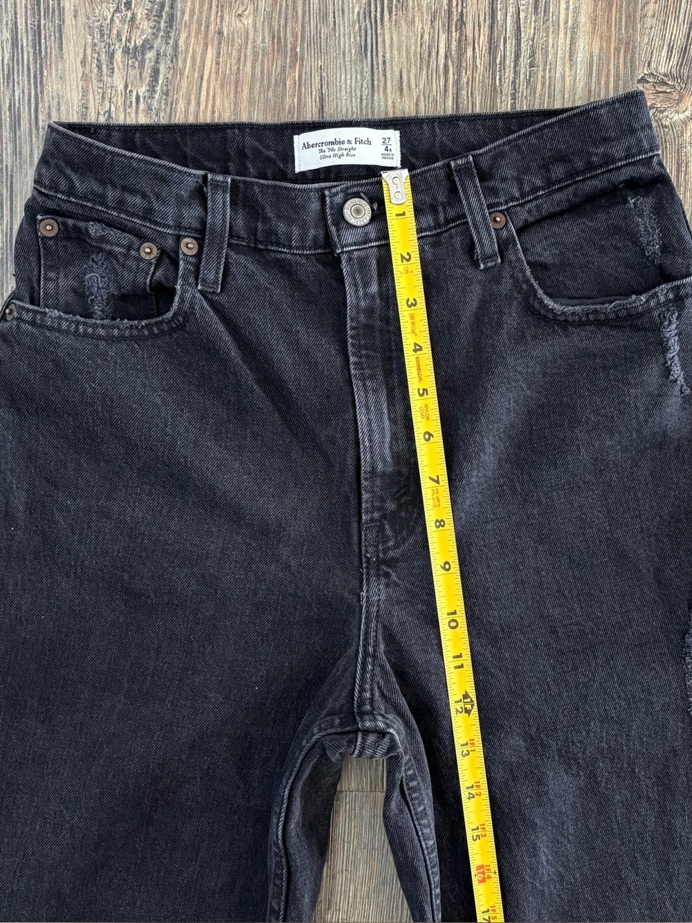 Abercrombie & Fitch 90’s Straight Ultra High Rise Curve Love Black Jeans 27/4R - Picture 8 of 14
